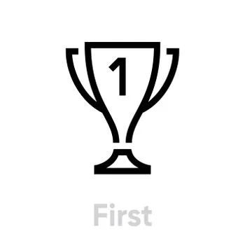 Cup First icon. Editable Vector Outline. Stock Illustration