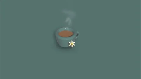 Cup With Flower animated coffee or tea cup video Stock Footage 283028927