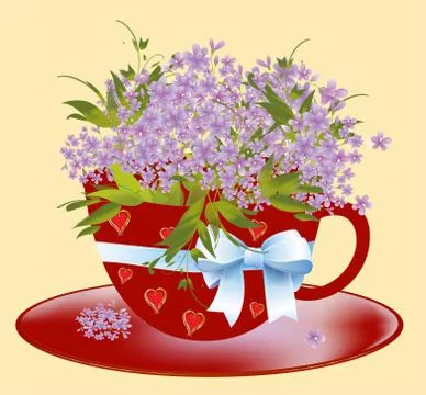 Cup with flowers Stock Illustration
