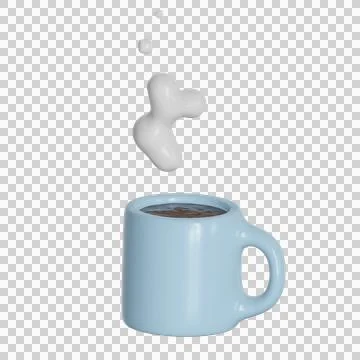 Cup of Fresh Coffee. 3d render Illustration. 3d Style. Decorative Design fo.. Illustrazione stock