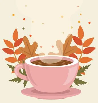 Cup of Fresh Coffee with leaf vector Stock Illustration