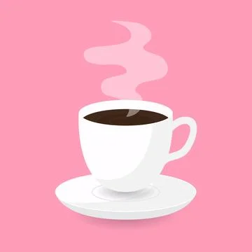 Cup of fresh coffee with steam. Flat style. Decorative design for cafeteria, Stock Illustration