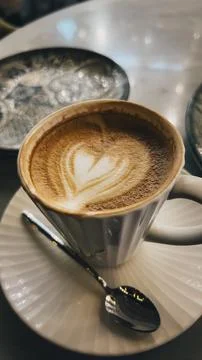 Cup of Fresh Flat White coffee in kuwait Stock Photos