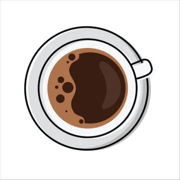 Cup of frothy coffee - top view vector illustration Ilustración de archivo