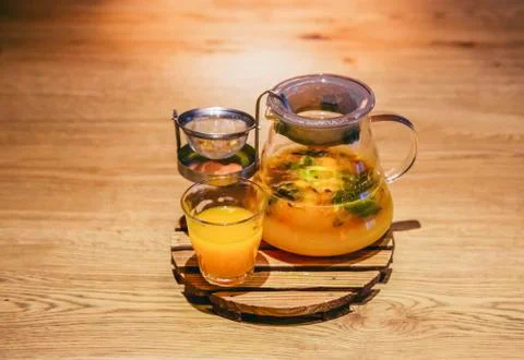 Cup of fruit orange tea Stock Photos