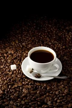 Cup full on coffee beans Stock Photos