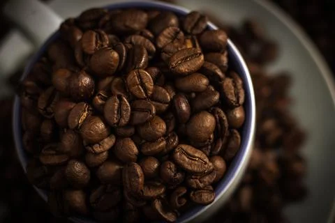 Cup full of coffee beans Stock Photos