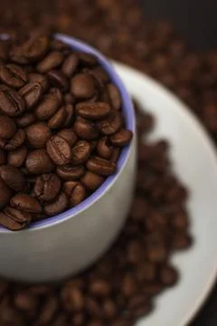Cup full of coffee beans Stock Photos