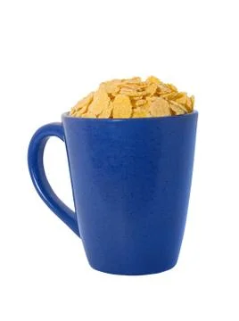 A cup full of cornflakes, view from above Stock Photos