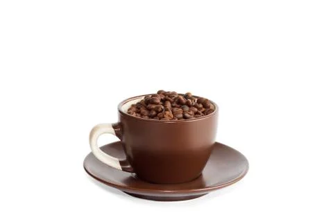 Cup full of roasted coffee beans Stock Photos