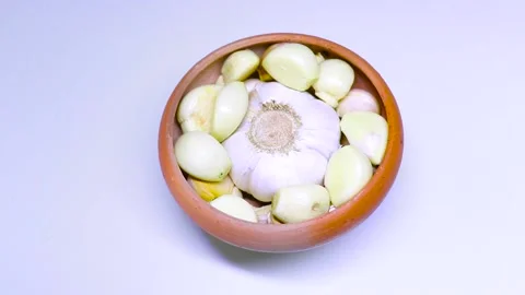 A Cup Of Garlic Isolated On a White Background Video stock 170153741