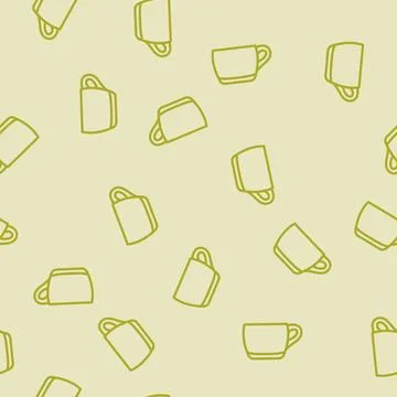 Cup glass package line vector seamless pattern Stock Illustration