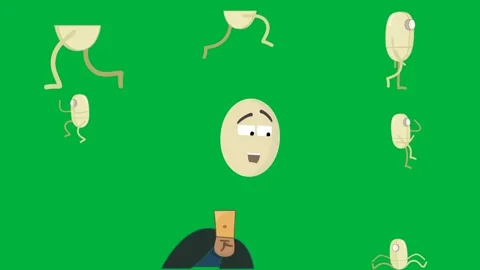 Cup green background cartoon character running walking screen it egg frown. Stock Footage 310562950