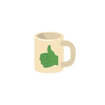 Cup with green gesture class print flat style, vector illustration Stock Illustration