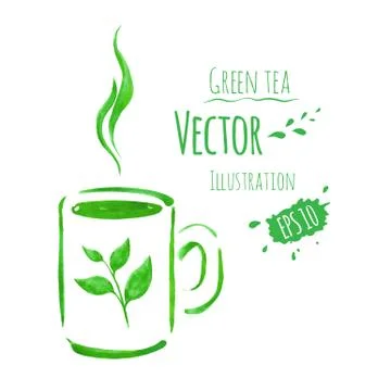 Cup of green tea Stock Illustration