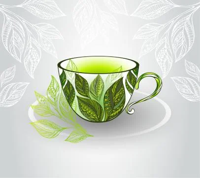 Cup with green tea Stock Illustration