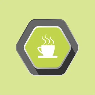 Cup of green tea isolated hexagonal icon with shadow on the gray background. Stock Illustration