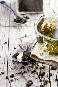 Cup of green tea Stock Photos