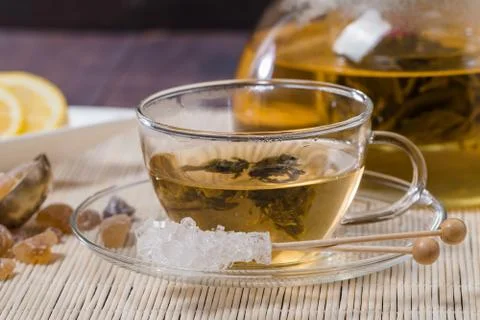 Cup of green tea Stock Photos