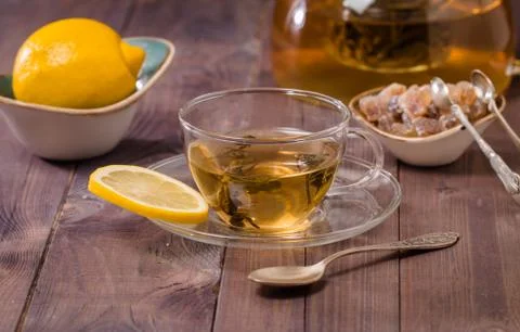 Cup with green tea Stock Photos