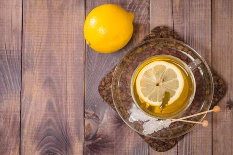 Cup with green tea Stock Photos
