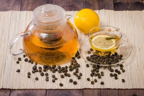 Cup of green tea with Stock Photos