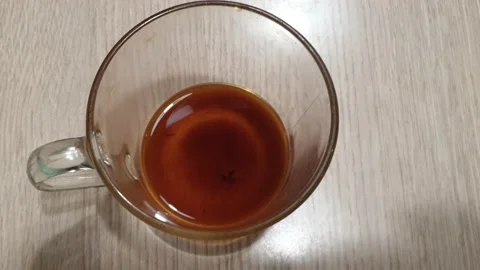 Cup of half-finished coffee, top view Vídeo Stock 143378868
