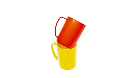 Cup with handle on a white background. Photos