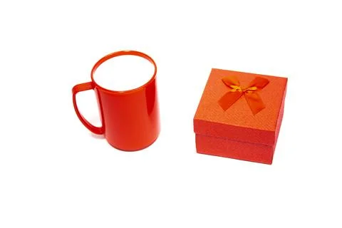 Cup with handle on a white background. Photos