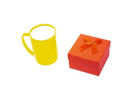 Cup with handle on a white background. Photos