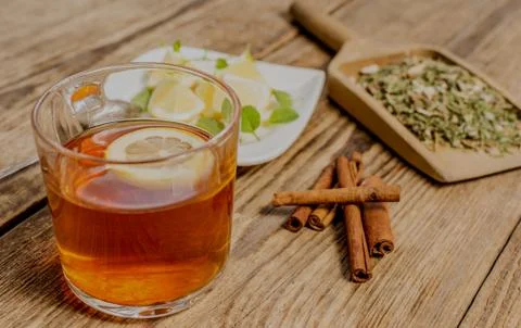 Cup of herbal tea Stock Photos
