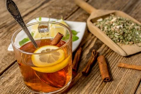Cup of herbal tea Stock Photos