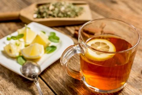 Cup of herbal tea Stock Photos