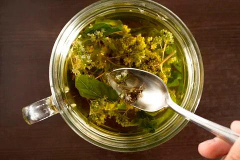 Cup of herbal tea Stock Photos