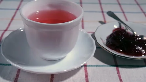 Cup With Hibiscus and Jam Vídeos de archivo 63384392