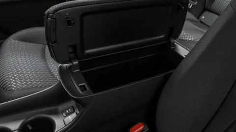 Cup holder close up in car interior  2017 Toyota Prius Two Eco Stock Footage 159914645