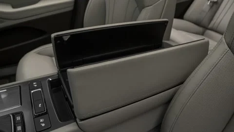 Cup holder close up in car interior  2018 Genesis G80 3.8 RWD Stock Footage 159949979