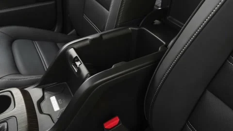 Cup holder close up in car interior  2019 GMC Canyon Denali Stock Footage 160033694