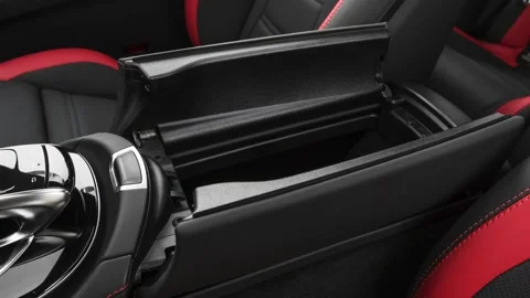 Cup holder close up in car interior  2019 Mercedes-Benz E-Class AMG E 53 Stock Footage 160050480