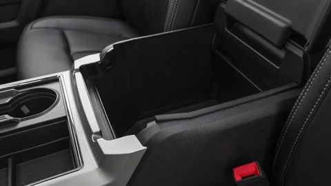 Cup holder close up in car interior  2020 Ford F-250 SD Lariat Stock Footage 160109777