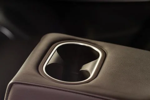 Cup holders inside modern car interior. Interior view of modern car. Foto stock