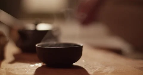 Cup with hot Chinese tea Stock Footage 221144239