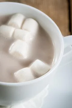 Cup of Hot Chocolate with marshmallows Stock Photos