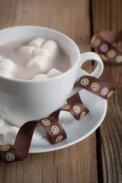 Cup of Hot Chocolate with marshmallows Stock Photos