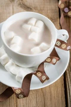Cup of Hot Chocolate with marshmallows Stock Photos