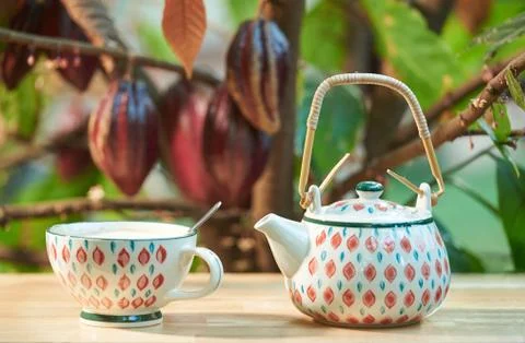 Cup with hot chocolate Stock Photos