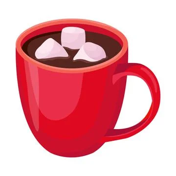 A cup of hot cocoa with marshmallows. Vector illustration Stock Illustration
