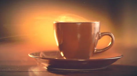 Cup of Hot Coffee Espresso. Coffee or Tea Stock Footage 33962296