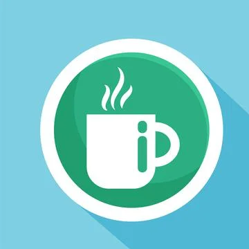A cup of hot coffee flat Icon vector illustration logo Isolated template. Stock Illustration
