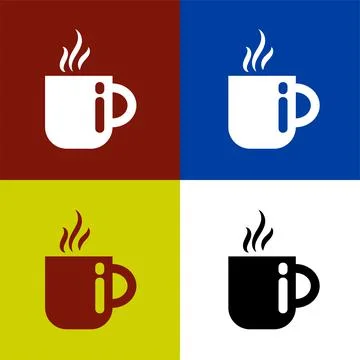 A cup of hot coffee flat Icon vector illustration logo Isolated template. Stock Illustration